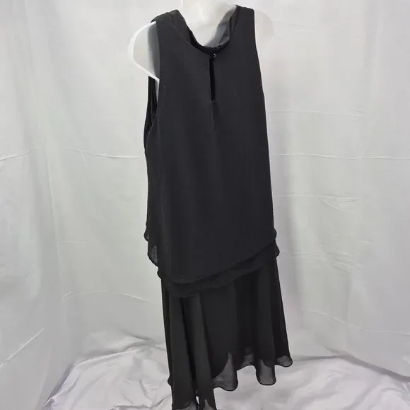 Metaphor Black Empire Waist V-Neck Sleeveless Flowy Midi Dress 2 Piece Set 16 - Picture 3 of 16